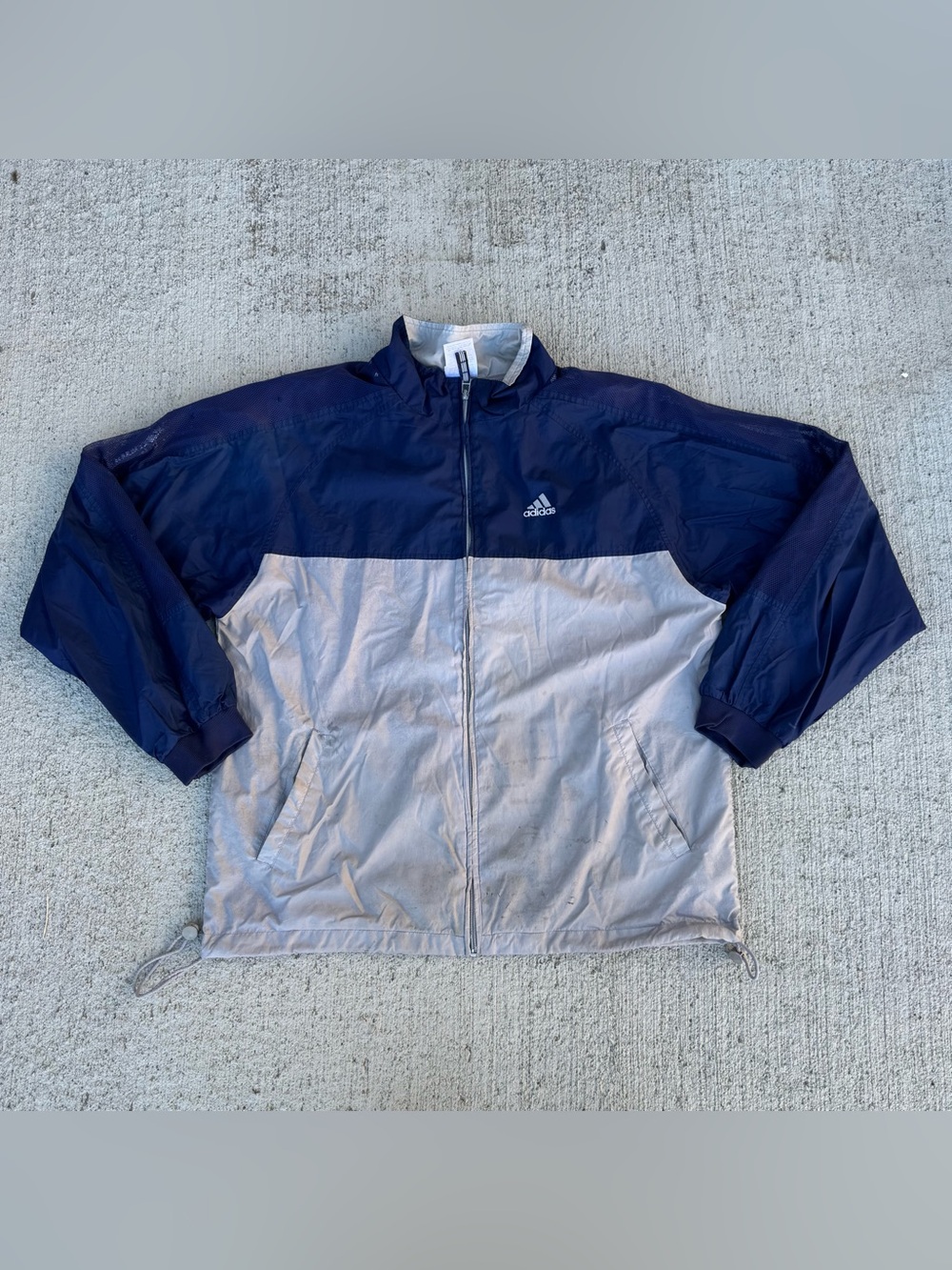 VTG Y2K adidas Blue and Grey Windbreaker. Size L